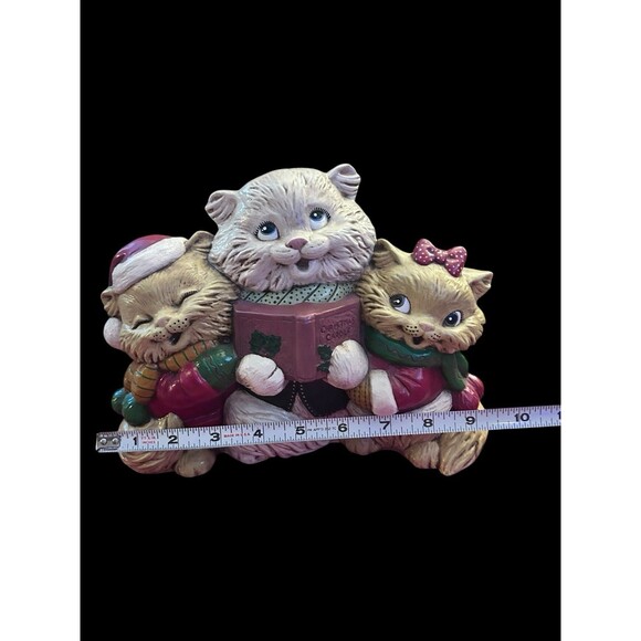 Vtg Hand-painted Christmas Caroling Kitty Cats Animals Figurine Ceramic Kitschy - Picture 6 of 7